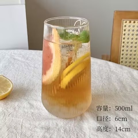 High borosilicate glass 500ml juice cup 16oz design glass cup