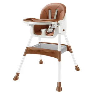 Chine vente en gros Chaise de salle à manger pour bébé pour enfants Siège d'appoint Chaise haute pliable pour bébé 3 en 1 avec 4 roues
