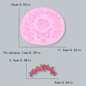 Moule à gâteau en silicone jetable écologique, motif couronne de roses et petits grappes de fleurs, pour pâtisserie, chocolat, fondant, pâte à sucre, 1 pièce - Product Image 6