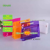 Pochette en PVC EVA UIOWIO, givrée, imperméable, pour articles de toilette, personnalisée, transparente, mignonne, pour maquillage, emballage cosmétique avec fermeture éclair