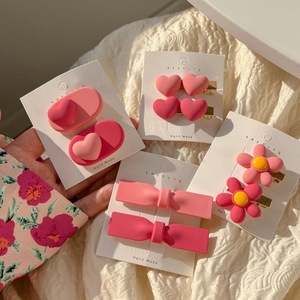 Ensemble de pinces à cheveux en plastique de style coréen YT, couleur bonbon, cœur rose 3D, fleur, bec de canard, pour femmes et filles, accessoires de mode - Product Image 2
