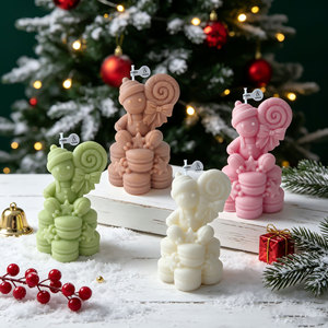Christmas Gingerbread Man Shape Scented <b>Candle</b> Handmade Lollipop Figurine <b>Candle</b> For Holiday Decor - Product Image 1