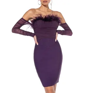 Nieuwe Mode Sexy Off-Schouder Ballon Mouw Organza Satin Bodycon Prom Jurken Rijpe Elegante Vrouwen Dames Mini Casual Jurken