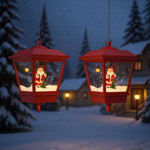 Lámpara Colgante LED Navideña con Diseño de Santa Claus Rojo, 10.6x10.6x17.7, Iluminación Decorativa - Product Image 2