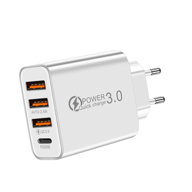 QC 3.0 USB Type C Charger PD Fast Charging 4 Ports Mobile Phone Wall Charger Adapter for Mobile Phones