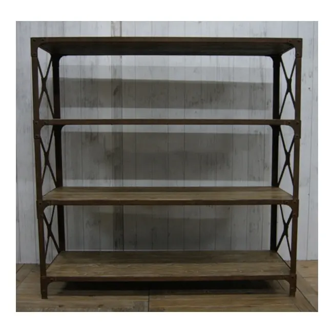 Metal Frame 4 Layers Wood Commodity Shelf