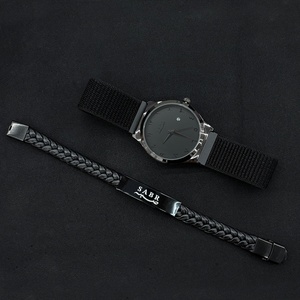 Montre à quartz numérique arabe de luxe Sabr Black pour homme, bracelet en nylon avec fermeture Velcro - Product Image 4