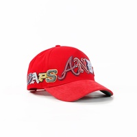 Gorra de Béisbol Baida Roja de Poliéster/Algodón con Bordado 3D de Diamantes de Imitación, Diseño Moderno, Unisex, Cierre de Hebilla de Una Sola Pieza
