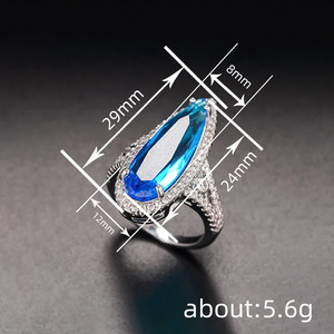 Anello Futuristico a Goccia Lunga per Donne, Gioiello da Dito di Lusso in Stile Oceanico alla Moda - Product Image 5