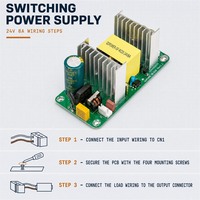 Alimentation industrielle à cadre ouvert 24V 8A SMPS, carte nue, adaptateur AC/DC pour bande LED, caméra CCTV, purificateur d'air, certifiée CE