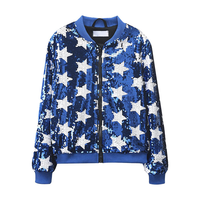 Filles Sequin Hoodies Mode Personnalisé Étoile Sequin Fille Printemps Automne Bomber Veste Léger Étincelle À Manches Longues Fermeture Éclair Manteau