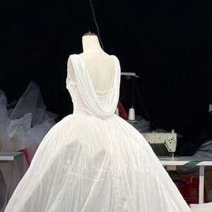 Hz012 Modern Elegant Pearl White Wide Strap Appliques Micro Pleated Liquid Organza <b>Basque</b> Ball Gown Floor-Length Mermaid/Trumpet - Product Image 2