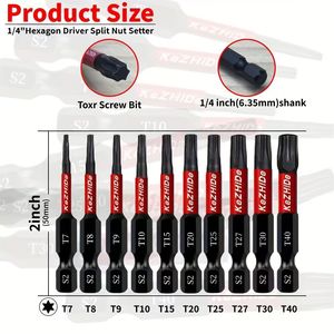 Guest Quality Pneumatic Hex Screwdriver <b>Bits</b> 6 Mm Steel Magnetic Black Anti Rust 50L Standard Application - Product Image 5