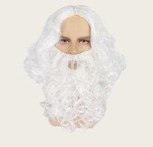 Perruque Père Noël <span class=keywords><strong>Barbe</strong></span> Partie Moyenne-Bleu Gris Blanc Long Cheveux Bouclés Cosplay pour Noël Halloween Costume Party - Product Image 6
