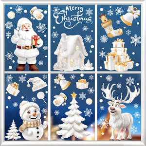 Autocollants de Noël pour fenêtres en verre, amovibles, imperméables, adhésifs statiques, <span class=keywords><strong>rennes</strong></span> et bonhommes de neige blancs, décorations écologiques en PVC pour portes et murs - Product Image 6