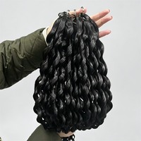 Extensions de cheveux humains en plumes crochetées de haute qualité, plumes bouclées italiennes, cheveux crochetés en plumes, 14-24 pouces