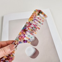 Peigne à cheveux pour femmes rétro en acétate antistatique à dents larges, manche long, portable, multi-occasions, emballé individuellement