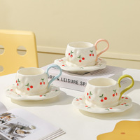 Ensemble tasse à café et soucoupe en céramique peinte à la main, design haut de gamme, mug créatif, tasse à thé de l'après-midi, compatible micro-ondes et lave-vaisselle