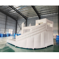 Château gonflable blanc certifié CE en PVC, château gonflable avec toboggan et fosse à balles pour mariage en plein air