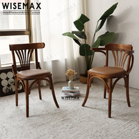 WISEAMX FURNITURE Chaise Thonet en bois antique, chaise de patio en bois à dossier croisé, chaise de salle à manger avec accoudoirs pour café, boutique, restaurant