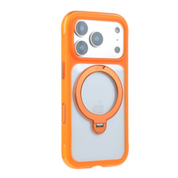 Étui magnétique antichoc pour 18 17 Pro Max avec support rotatif, coque arrière transparente en PC+TPU