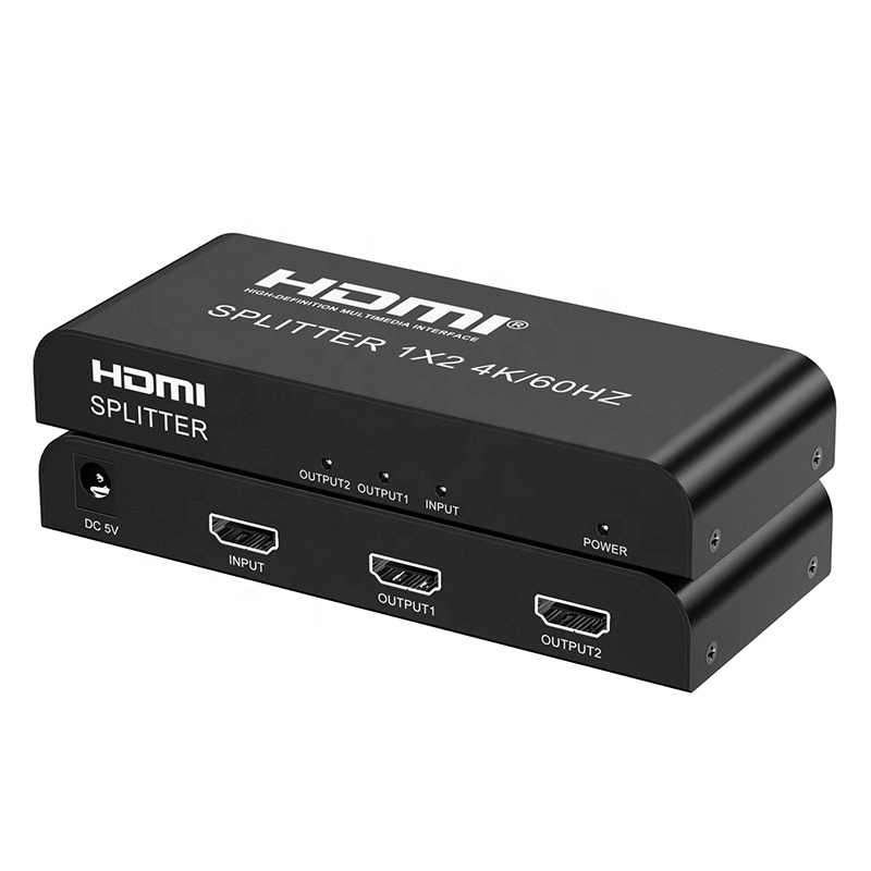 2 puertos HDMI 2,0 Splitter 1 In 2 Out HDCP 2,2 4K 60Hz 1080P Full HD HDR HDMI Splitter 2,0 1x2 para monitores duales Pantalla extendida