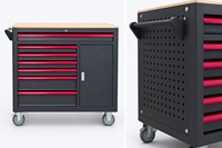 Armoire métallique à roulettes pour garage/atelier, construction en acier laminé à froid, capacité de charge 300 kg, système de verrouillage à clé