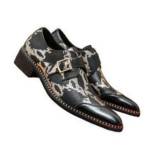 Mocasines Monk Strap Negros y Verdes con Cordones, de PU Transpirable, Antideslizantes, con Estampados de Animales, Ligeros, que Aumentan la Altura, Zapatos de Vestir para - Product Image 2