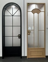 Puerta de Vidrio y Aluminio Minimalista Moderna, con Arco Francés, Resistente al Viento, Acabado para Entrada de Sala de Estar en Villa