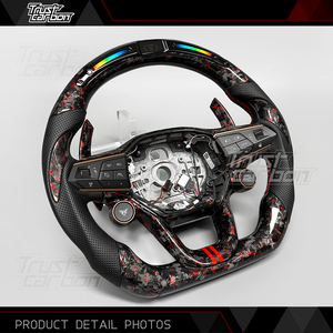 Volante Deportivo Personalizado de Fibra de Carbono Forjado Rojo con LED para <span class=keywords><strong>Seat</strong></span> Cupra Tavascan Terramar Formentor VZ <span class=keywords><strong>Leon</strong></span> Ibiza Ateca Arona - Product Image 3