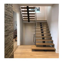 Mono Stringer marches en bois escalier flottant bon prix design décoratif intérieur escalier flottant en bois massif d'acacia