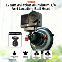 Adaptateur à rotule en aluminium de 17 mm avec broche de positionnement Arri et vis 1/4 pour GoPro13, Insta360 X4, DJI Osmo Action et montage sur moniteur