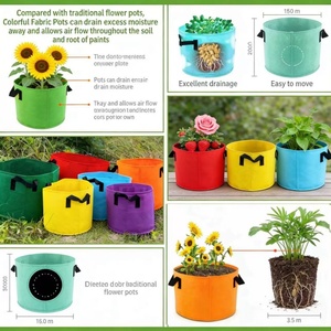 Sac de plantation en <span class=keywords><strong>feutre</strong></span>, sac de culture pour légumes et fleurs, seau de plantation en tissu non tissé - Product Image 4