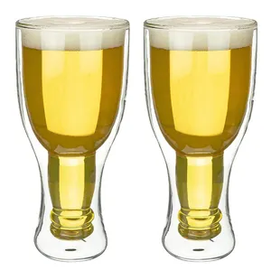 New Style Eco-Friendly Handmade Clear High Borosilicate Glass Mug Gift Double Wall Upside Down Glass Wine Beer Cup