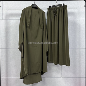 PROMISTAR 2024 vente chaude personnalisé <span class=keywords><strong>pas</strong></span> <span class=keywords><strong>cher</strong></span> femmes musulmanes <span class=keywords><strong>Jilbab</strong></span> <span class=keywords><strong>2</strong></span> pièces ensemble de Polyester soie Abaya en relief robe de prière adultes - Product Image 5