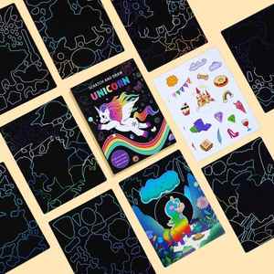Kits de Proyectos DIY, Regalos, Libro de Dibujo Mágico Colorido, Papel para Rascar con Efecto Arcoíris, Arte para Niños - Product Image 6