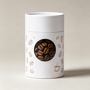 Boîte en carton cylindrique portable pour grains de café avec fenêtre découpée, tube en carton premium, design de marque personnalisé - Product Image 6