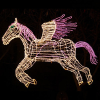 Décorations de Noël pré-éclairées grandeur nature en 3D, sculptures lumineuses de taureau, de fauve et d'ours polaire pour l'éclairage des zoos