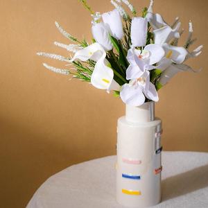 Jarrón <span class=keywords><strong>de</strong></span> Cerámica <span class=keywords><strong>con</strong></span> Bloques <span class=keywords><strong>de</strong></span> Color, Jarrón <span class=keywords><strong>de</strong></span> <span class=keywords><strong>Flores</strong></span> <span class=keywords><strong>de</strong></span> Lujo Moderno para Decoración del Hogar - Product Image 3