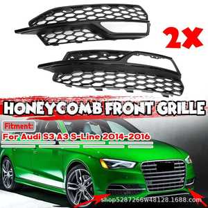 Biseles de faros antiniebla Audi A3 Sport S3, malla de nido de abeja, cubierta frontal negra de ABS, izquierda y derecha, 2013-2016 - Product Image 2