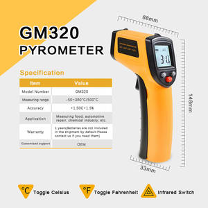 GM320 Digital Infrarot <span class=keywords><strong>Thermometer</strong></span> Pistole für Küchen lebensmittel Klinische Verwendung Industrie objekt Kunststoff Elektronisches <span class=keywords><strong>Thermometer</strong></span> Verkauf OEM - Product Image 5