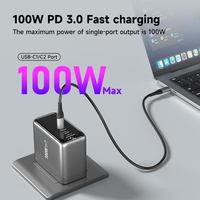 Adaptateur secteur Vina 100W GaN à charge rapide 4 ports USB-C USB-A avec écran TFT, certifié PD 3.1 CE, idéal pour les professionnels et compatible OnePlus