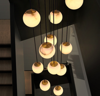 Lustre en albâtre de luxe pour hôtel et escalier APCITL, lustre simple en marbre APCITL, lustre en albâtre