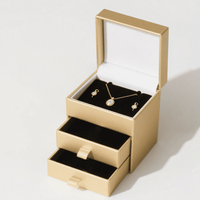 Doppelschubladen-Schmuckboxen mit Logoaufdruck und Mini-Ziehgriffen für Halsketten- und Ohrring-Geschenkverpackungen