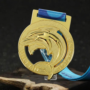 Medallas Deportivas Multiplaca con Figura de Delfín Saltando en 3D, Diseño de Medalla de Natación para Premios de Competición de Natación - Product Image 2