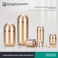 Flacon en plastique acrylique doré haut de gamme en forme de balle pour médicaments, comprimés, capsules, distributeur de pilules vide de 15 ml, double couche, à visser