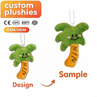 Porte-clés en peluche personnalisé noix de coco et palmier, doux et mignon, en forme de fruit ou de plante, vente en gros, OEM, ODM, logo personnalisé, breloque de sac, cadeau pour enfants