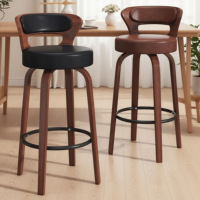 Chaise de bar ergonomique moderne et pivotante avec base en bois massif et pieds robustes pour bar à domicile, hôtels, restaurants, centres commerciaux