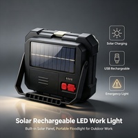 Projecteur LED solaire rechargeable par USB, portable, avec boîte à outils de réparation, kit d'outils, lampe de travail portable pour le camping en plein air, en cas d'urgence