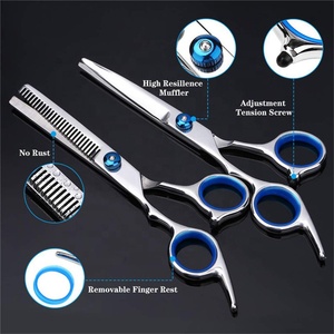 Juego de tijeras profesionales para cortar el pelo 9 en 1, Kit mejorado de tijeras de descargar, pinzas para maquinilla de afeitar, capa, BILLETERA, peluquería y barbería - Product Image 2